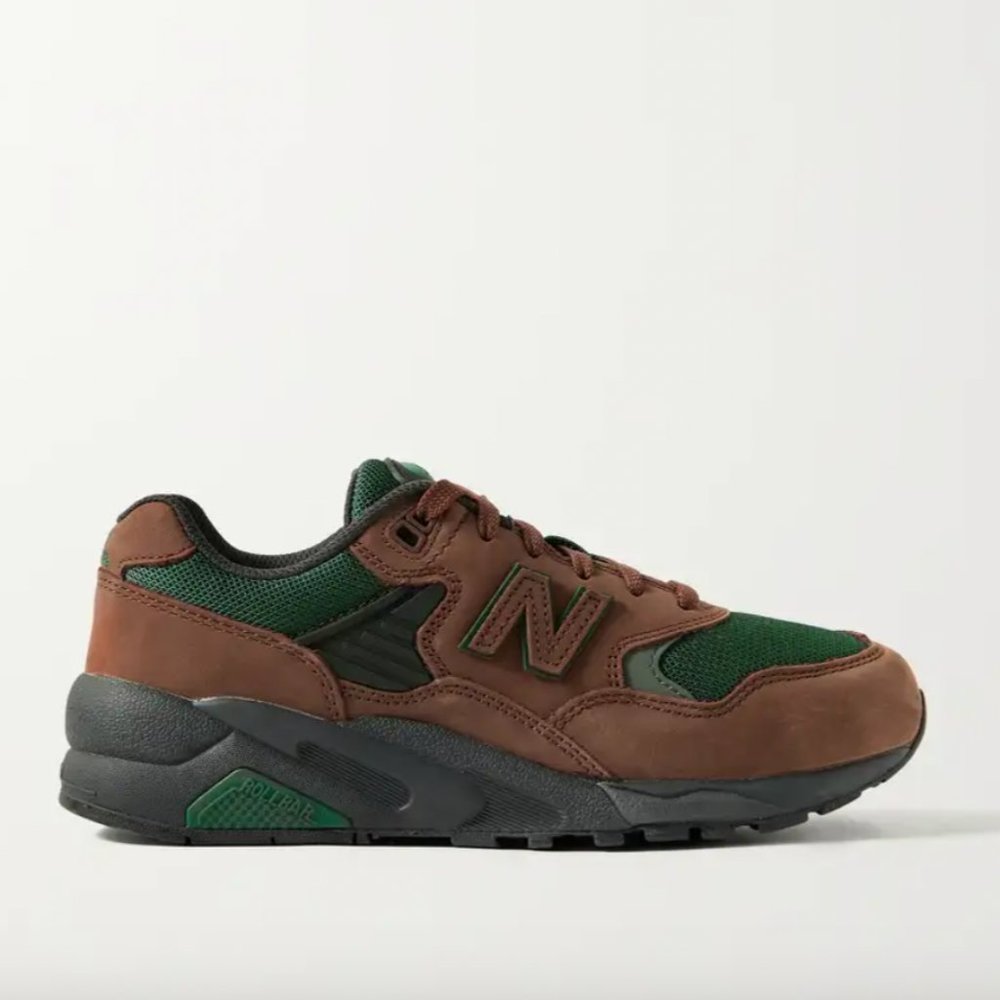 New Balance MT580 rubber-trimmed mesh and nubuck sneakers